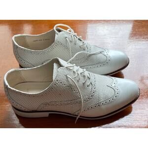 Zero Grand Women's Shoes 9 1/2 B Wing Tip Ivory/Weave Pattern & Eyelet Design A+